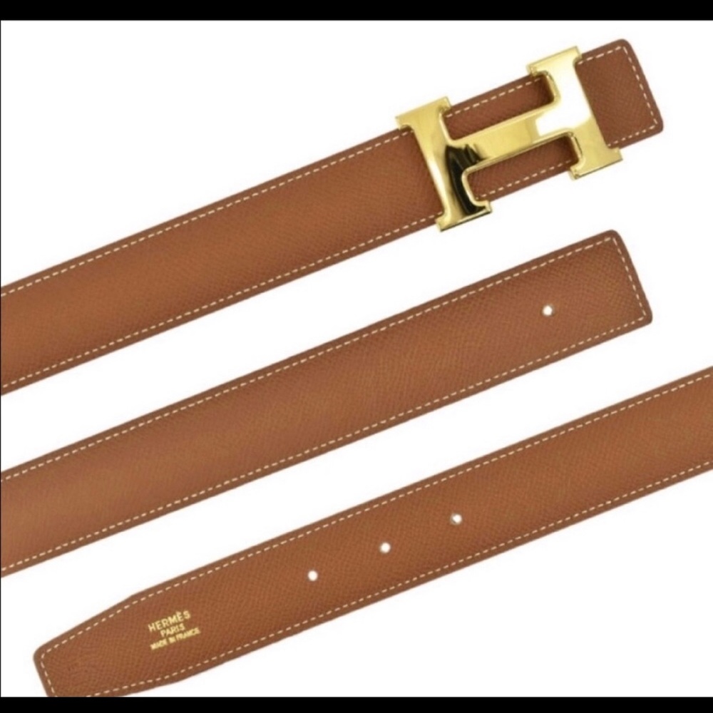 H belt buckle & Reversible leather strap 32 mm. Size 70. - Picture 5 of 6